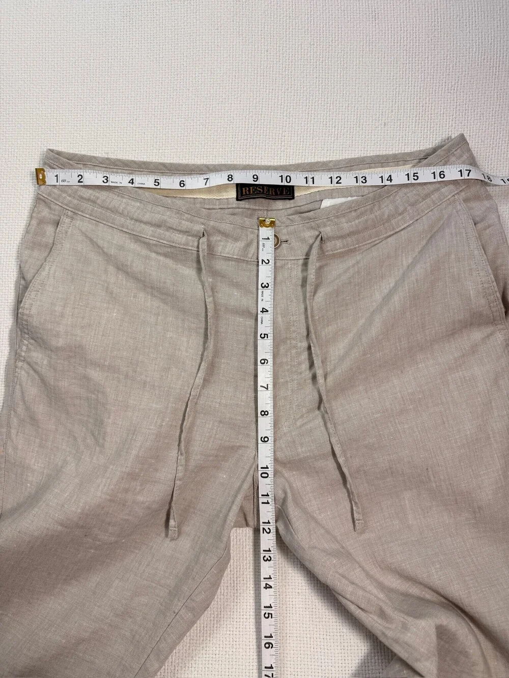 Jos A Bank Reserve Heather Tan Linen Pants Sz 35x30